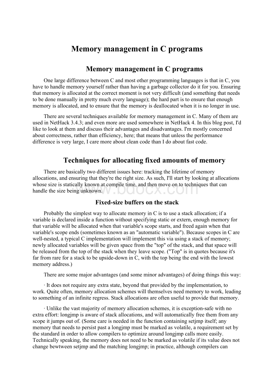 Memory management in C programsWord格式.docx_第1页