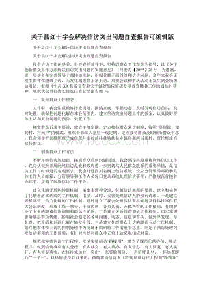 关于县红十字会解决信访突出问题自查报告可编辑版Word格式.docx