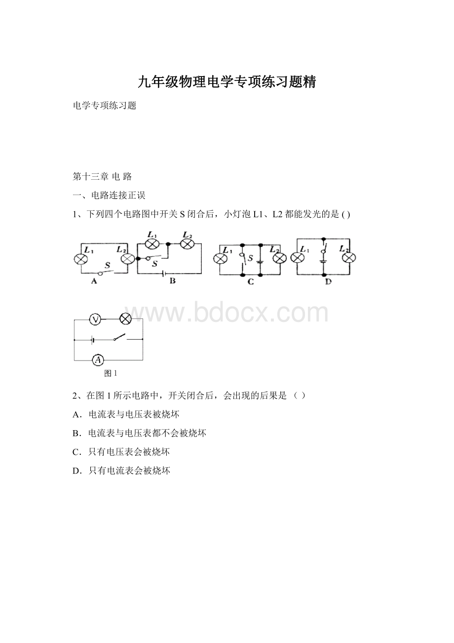 九年级物理电学专项练习题精.docx_第1页
