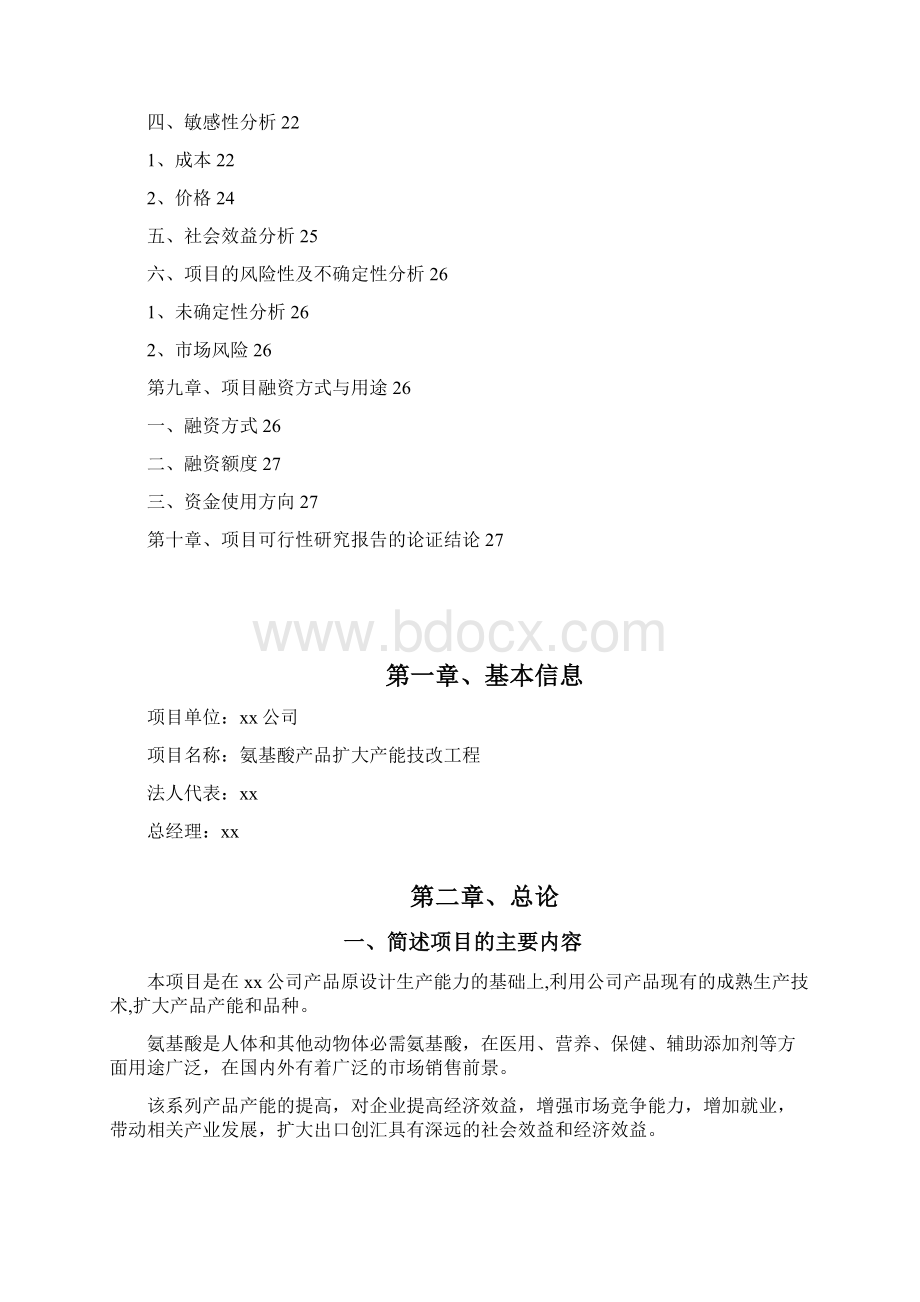 氨基酸产品扩大产能技改工程可行性研究报告经典版Word格式.docx_第3页