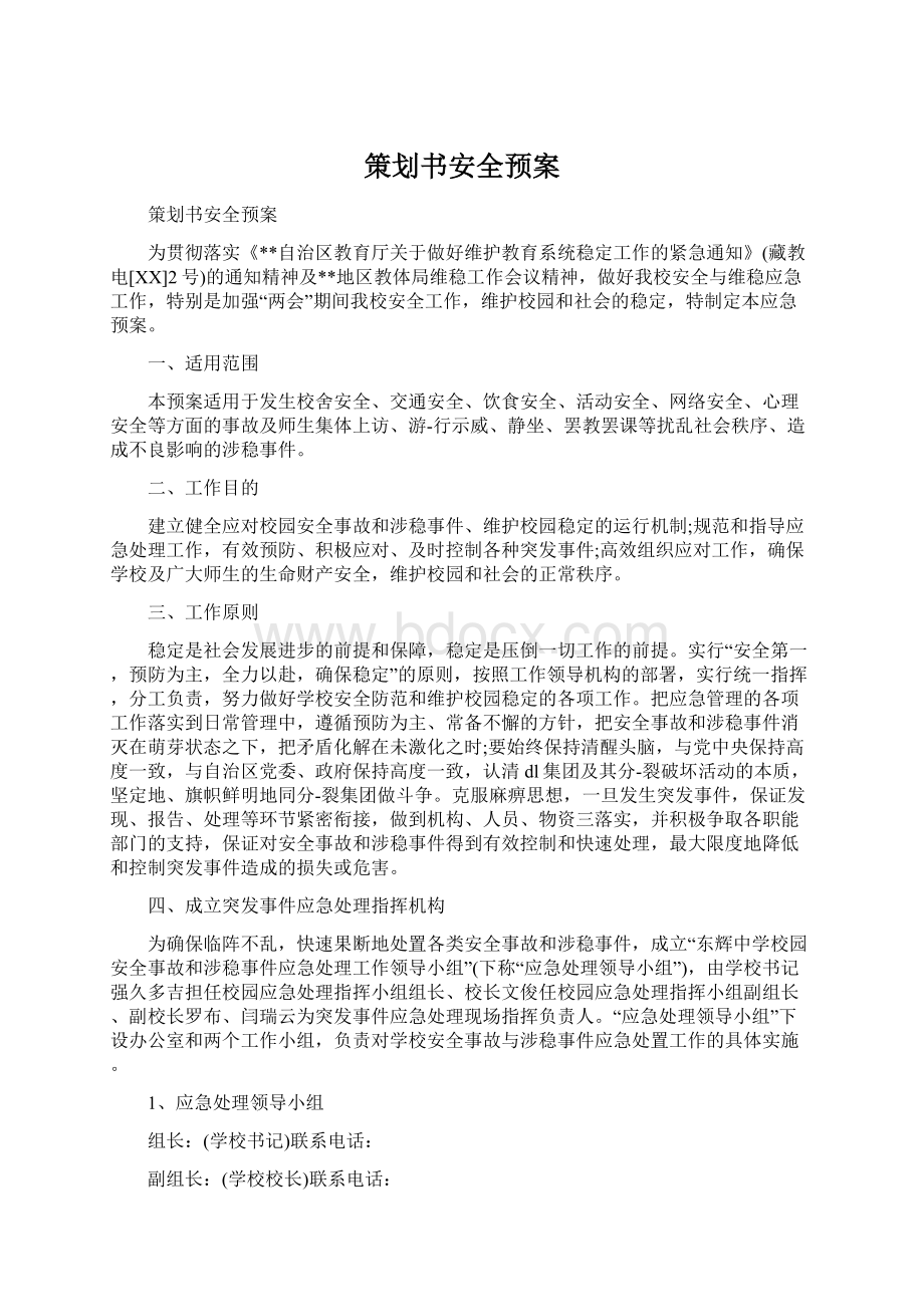 策划书安全预案文档格式.docx_第1页