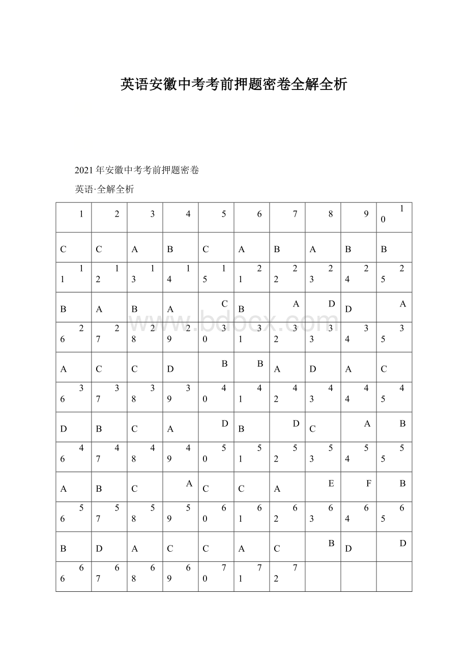 英语安徽中考考前押题密卷全解全析.docx