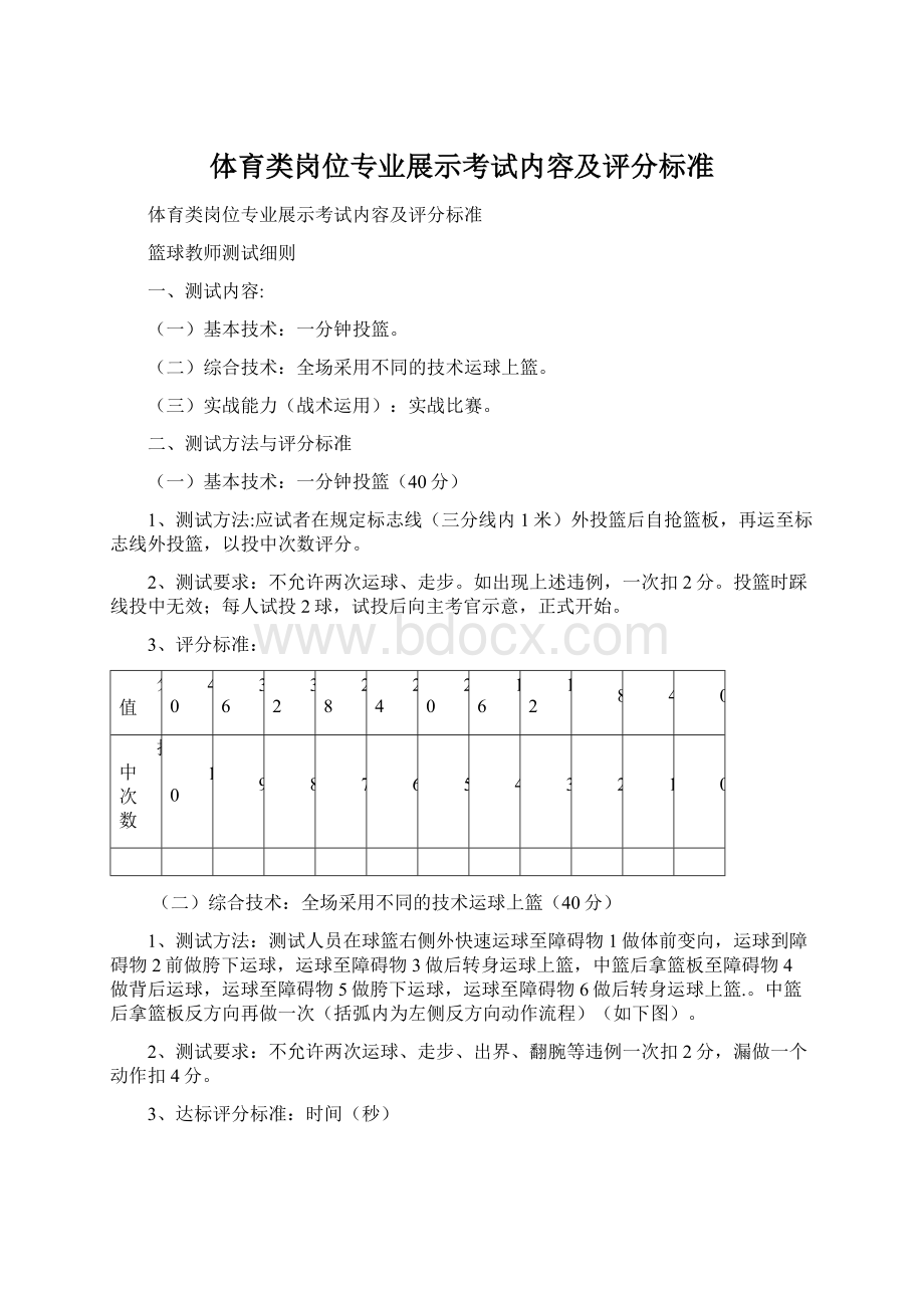 体育类岗位专业展示考试内容及评分标准.docx