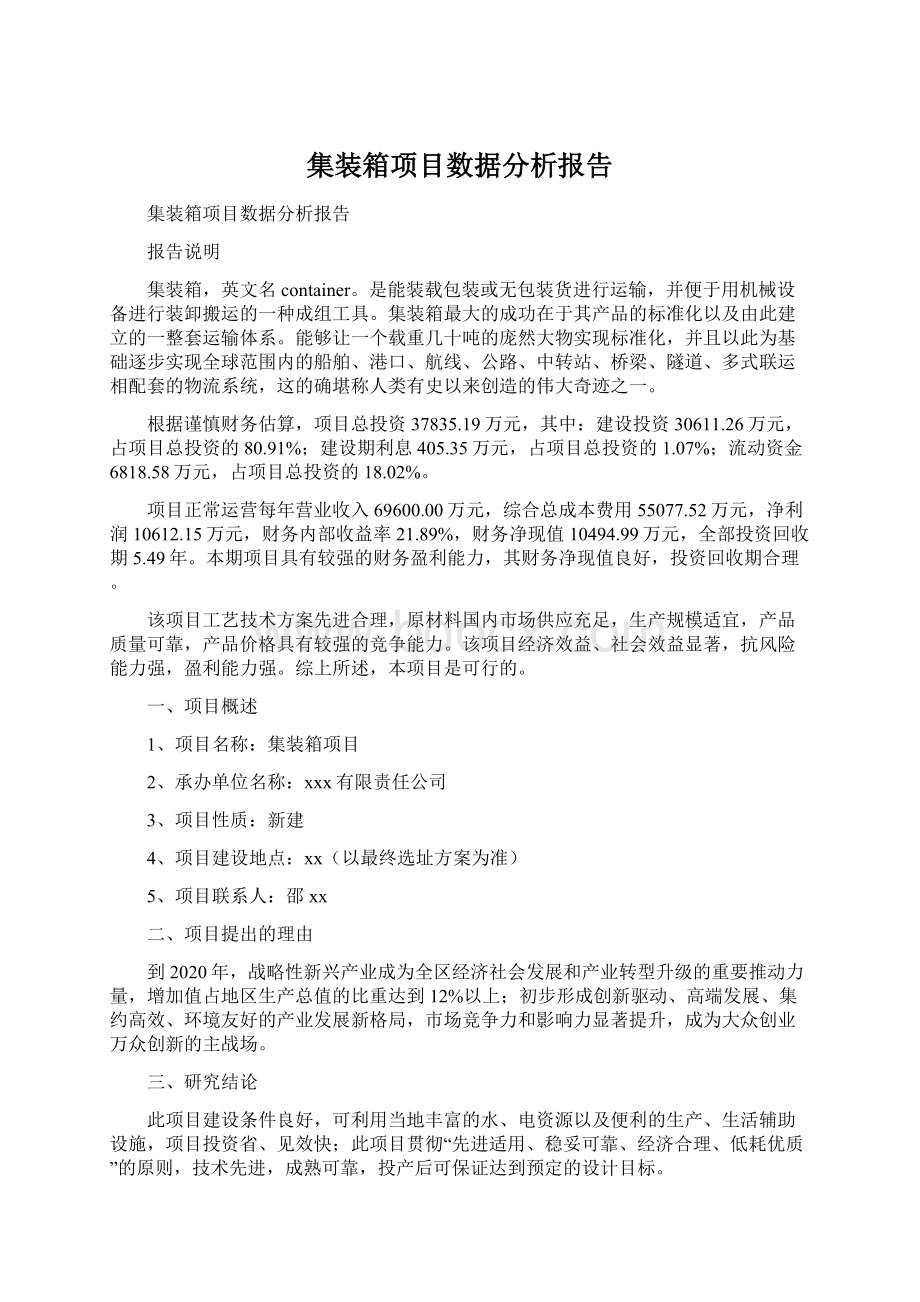 集装箱项目数据分析报告.docx_第1页