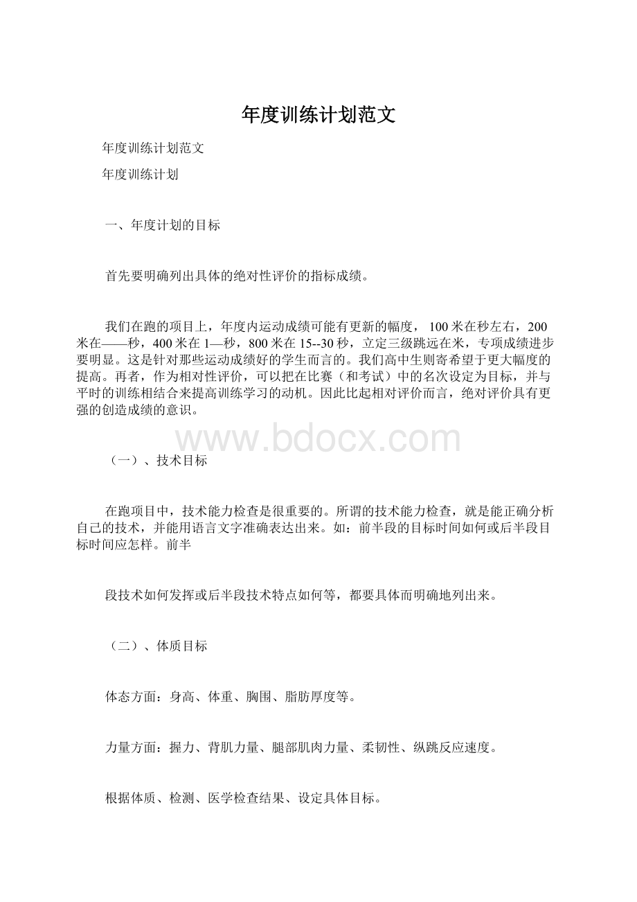 年度训练计划范文文档格式.docx