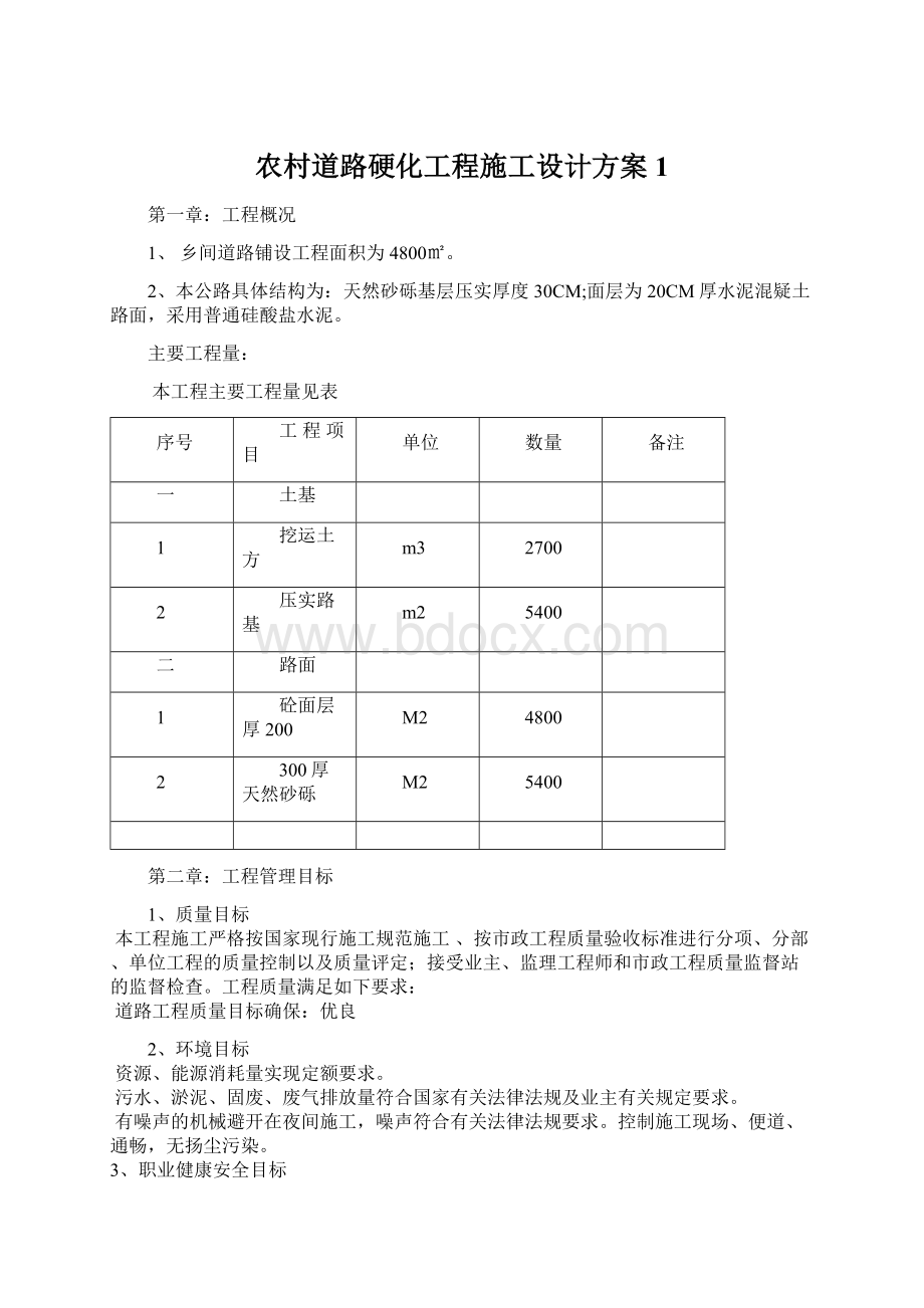 农村道路硬化工程施工设计方案1.docx