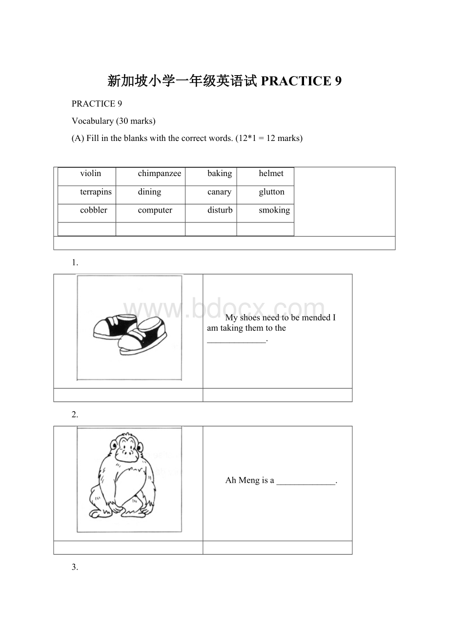 新加坡小学一年级英语试PRACTICE 9.docx