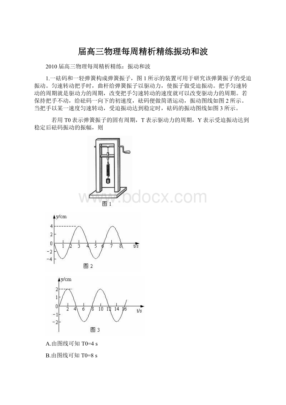 届高三物理每周精析精练振动和波.docx_第1页