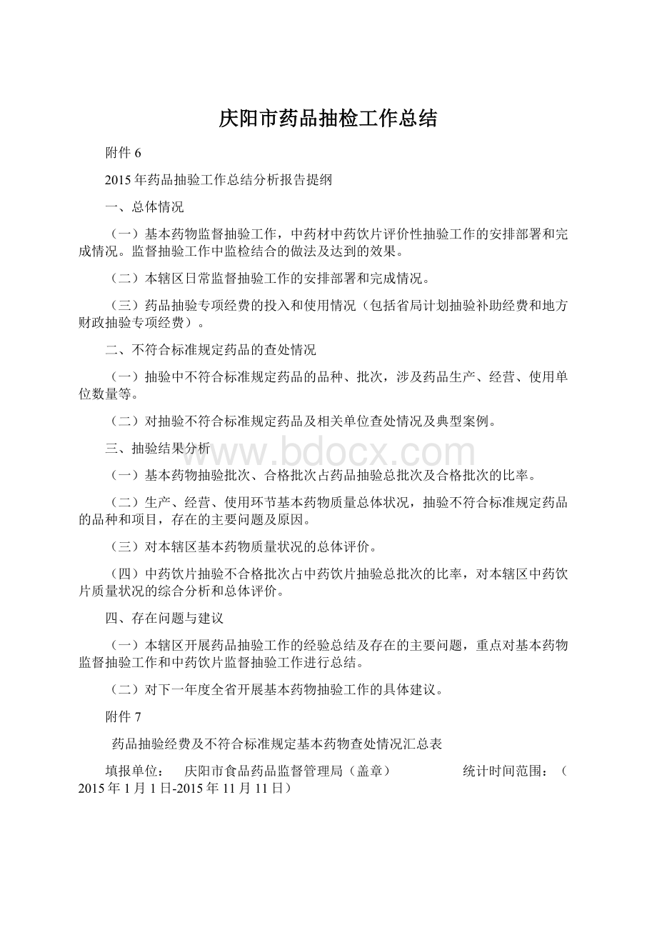 庆阳市药品抽检工作总结.docx_第1页