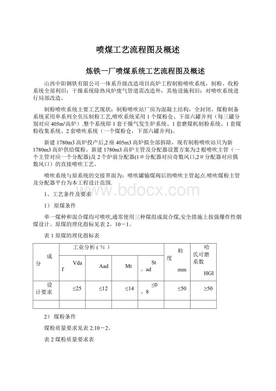 喷煤工艺流程图及概述.docx_第1页