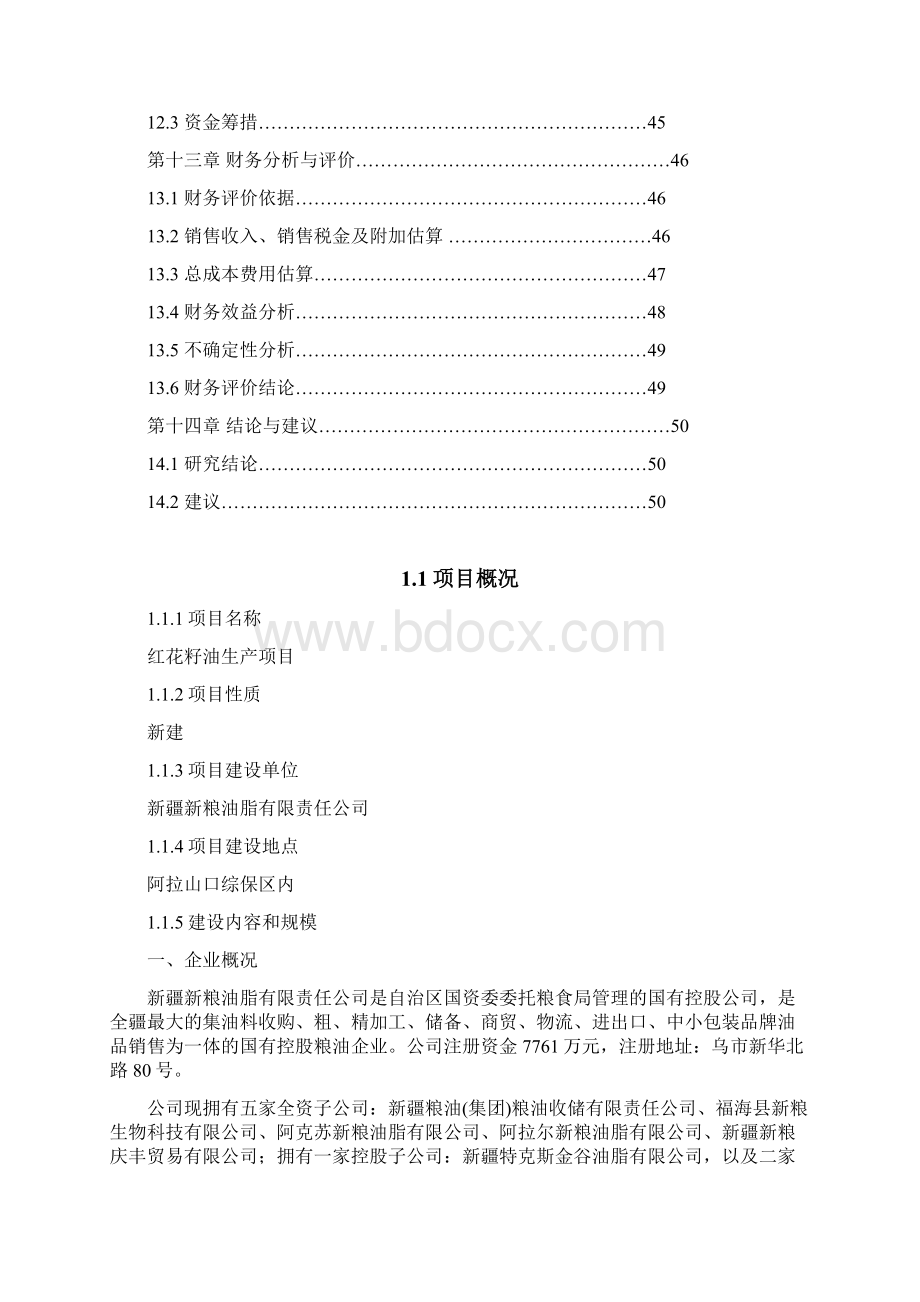 新粮油脂红花籽油生产项目可行性研究报告Word格式文档下载.docx_第3页