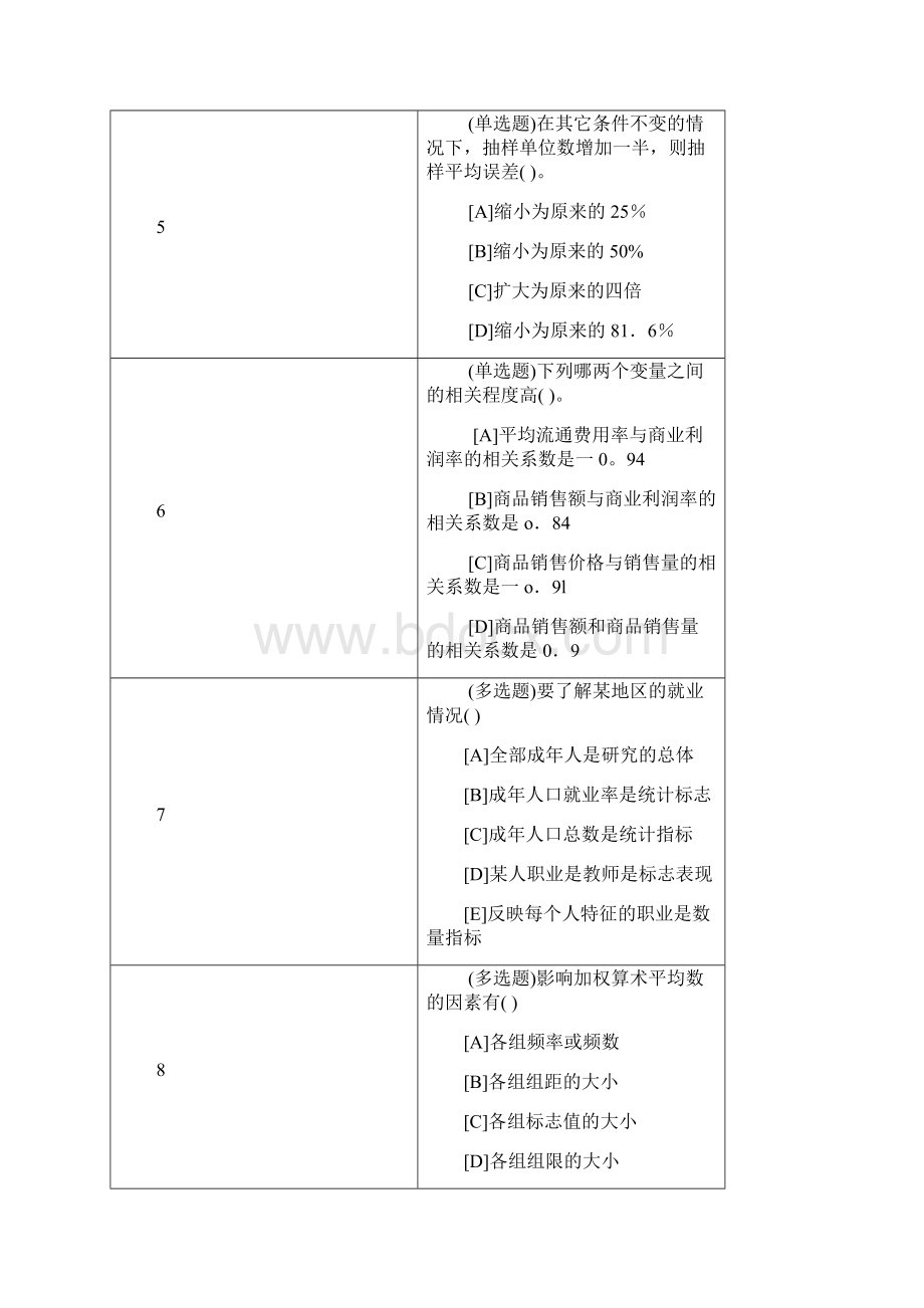 最新职业技能实训平台统计学原理单选多选和判断Word下载.docx_第2页