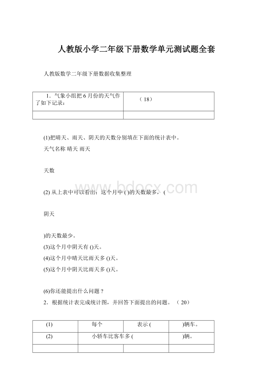 人教版小学二年级下册数学单元测试题全套.docx_第1页