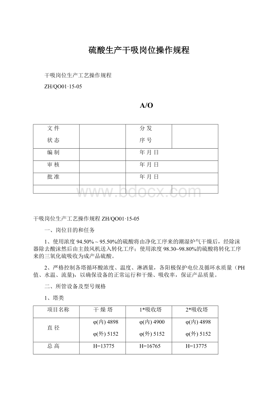 硫酸生产干吸岗位操作规程.docx_第1页