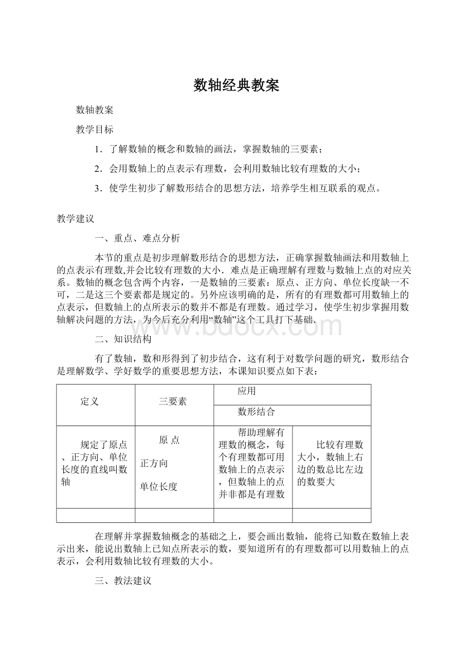 数轴经典教案Word格式.docx_第1页