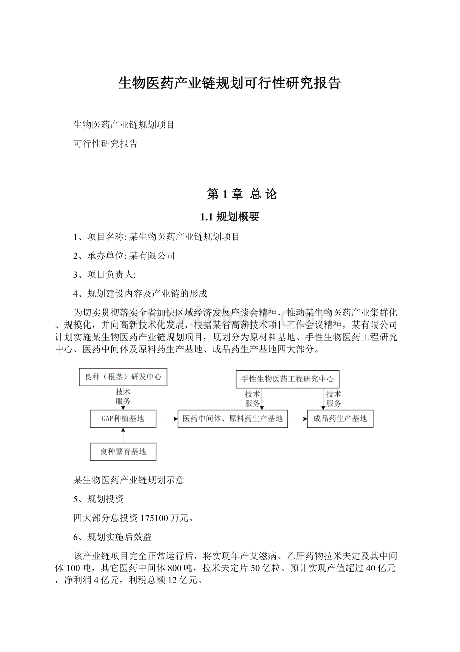 生物医药产业链规划可行性研究报告Word格式.docx_第1页