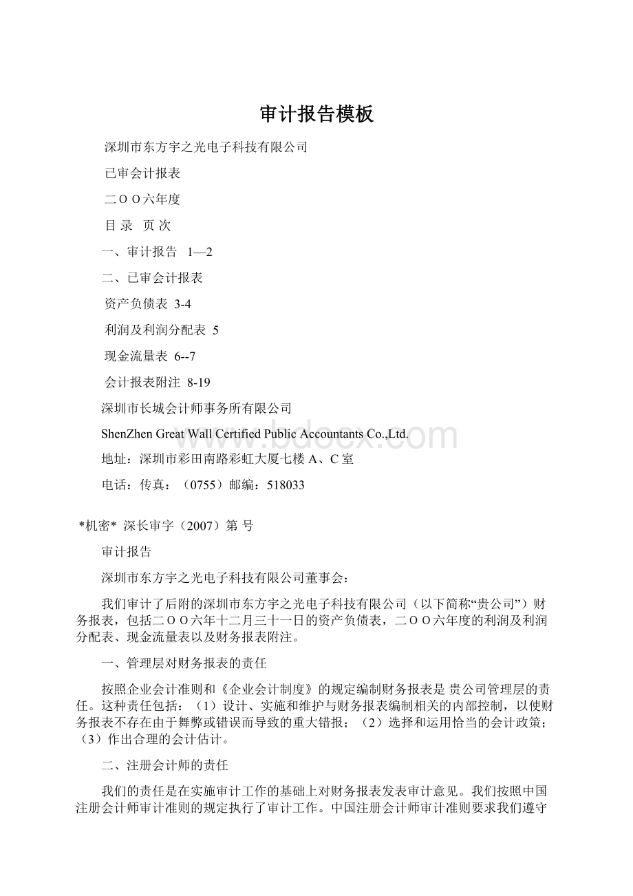 审计报告模板文档格式.docx_第1页