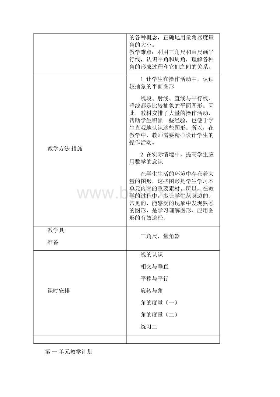 北师大版四年级上册数学单元计划Word格式.docx_第2页