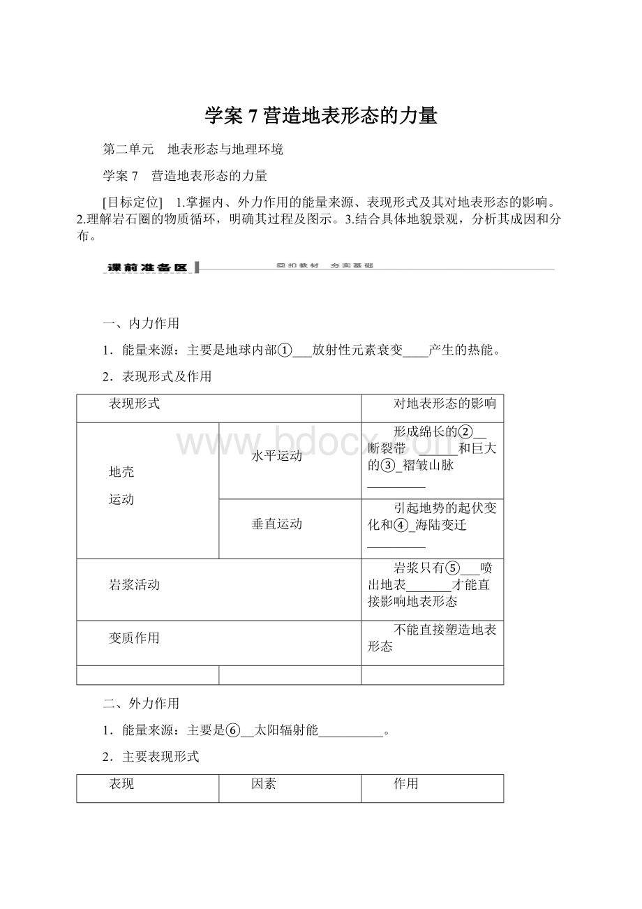 学案7营造地表形态的力量Word文件下载.docx