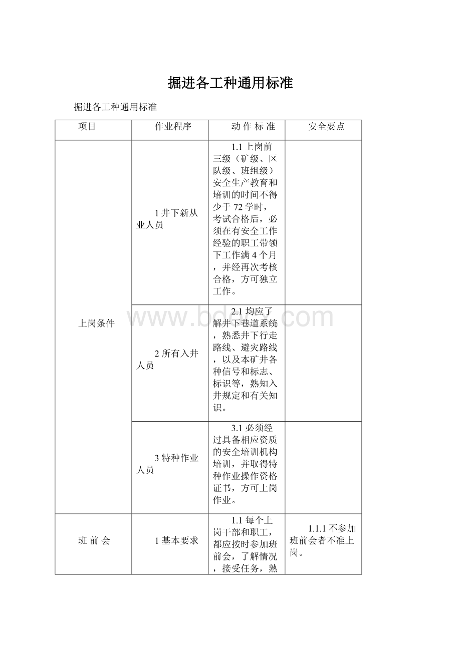 掘进各工种通用标准.docx_第1页