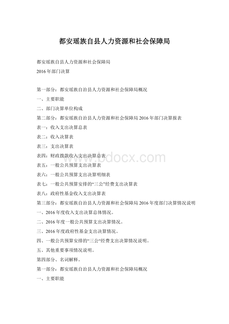 都安瑶族自县人力资源和社会保障局文档格式.docx