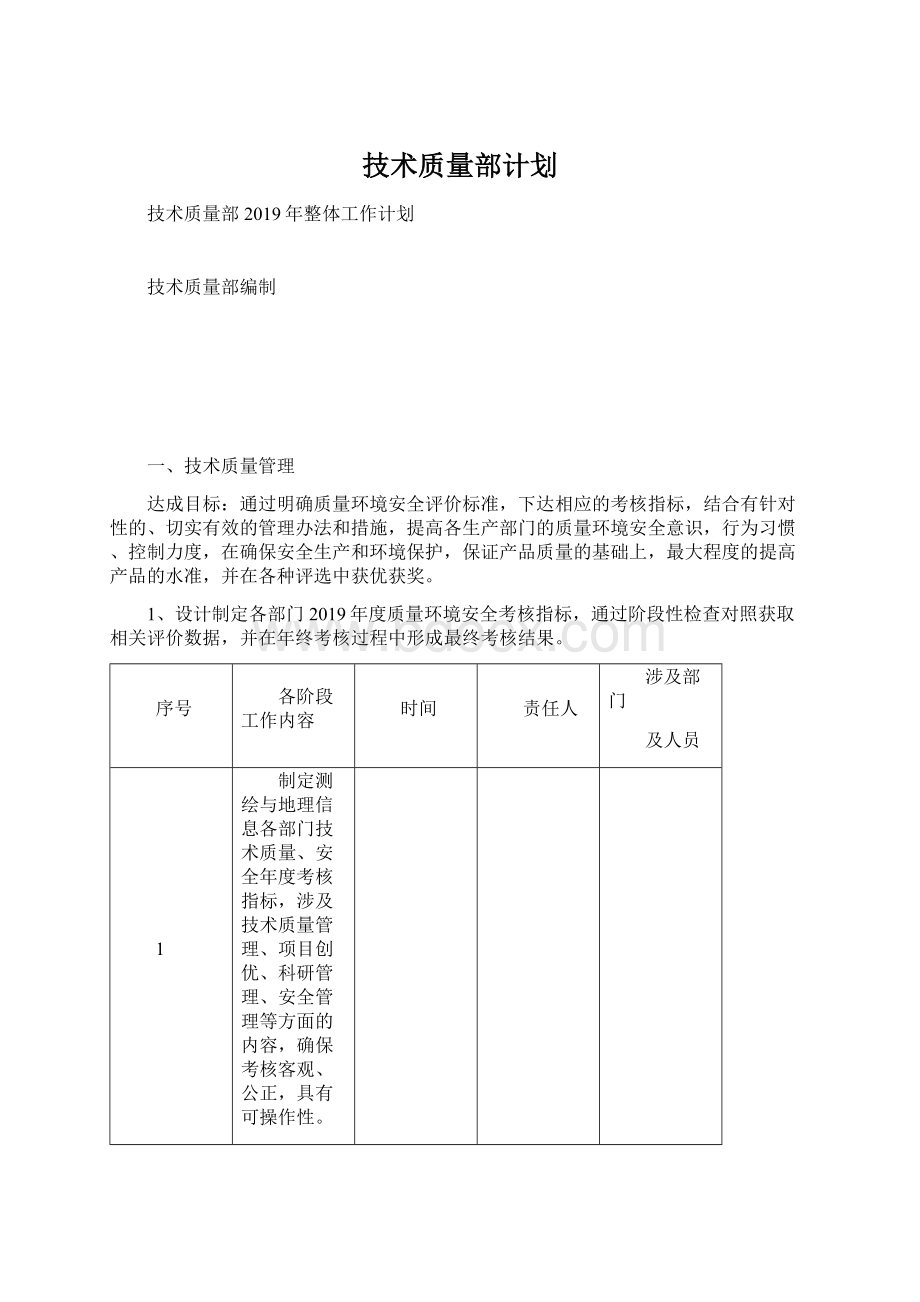 技术质量部计划.docx