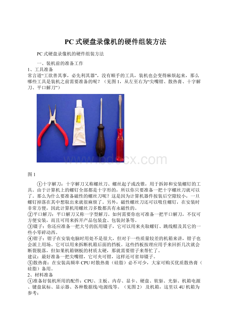 PC式硬盘录像机的硬件组装方法.docx_第1页