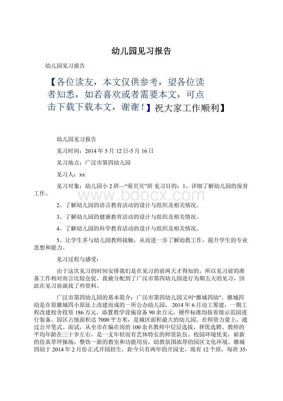 幼儿园见习报告.docx_第1页