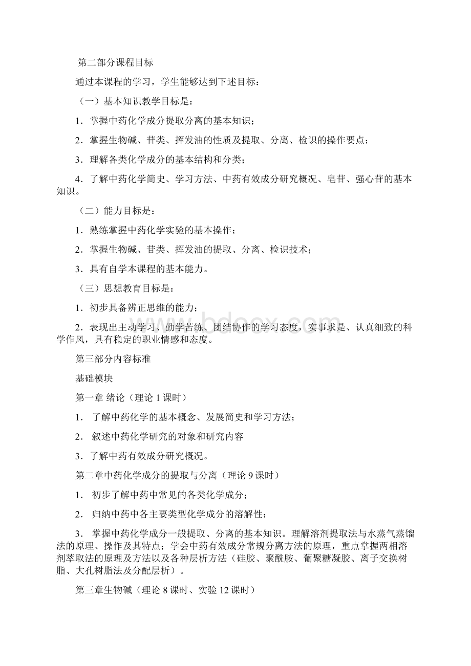 中药化学课程标准Word格式.docx_第3页