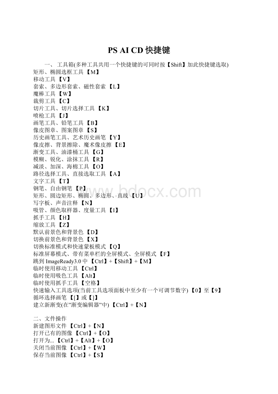 PS AI CD快捷键.docx_第1页