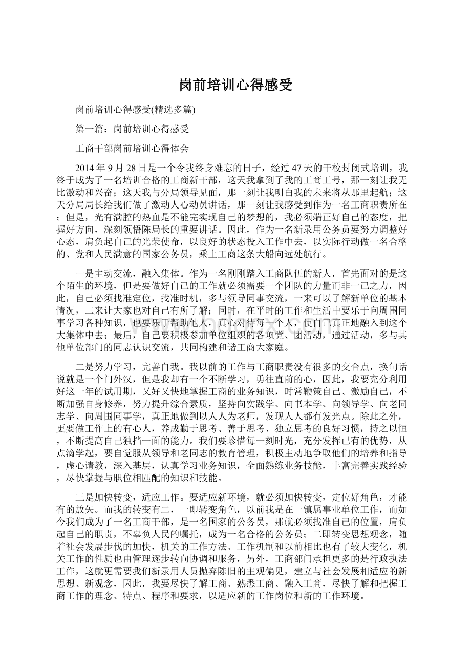 岗前培训心得感受.docx_第1页