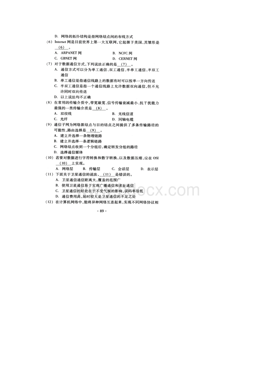 浙江省计算机三级网络技术真题0509年.docx_第2页