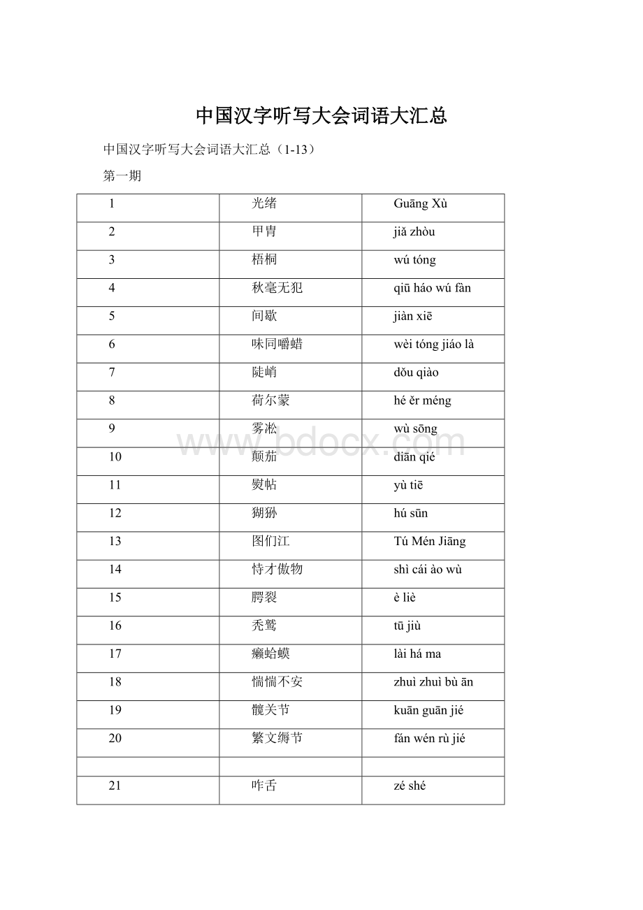 中国汉字听写大会词语大汇总Word格式.docx_第1页
