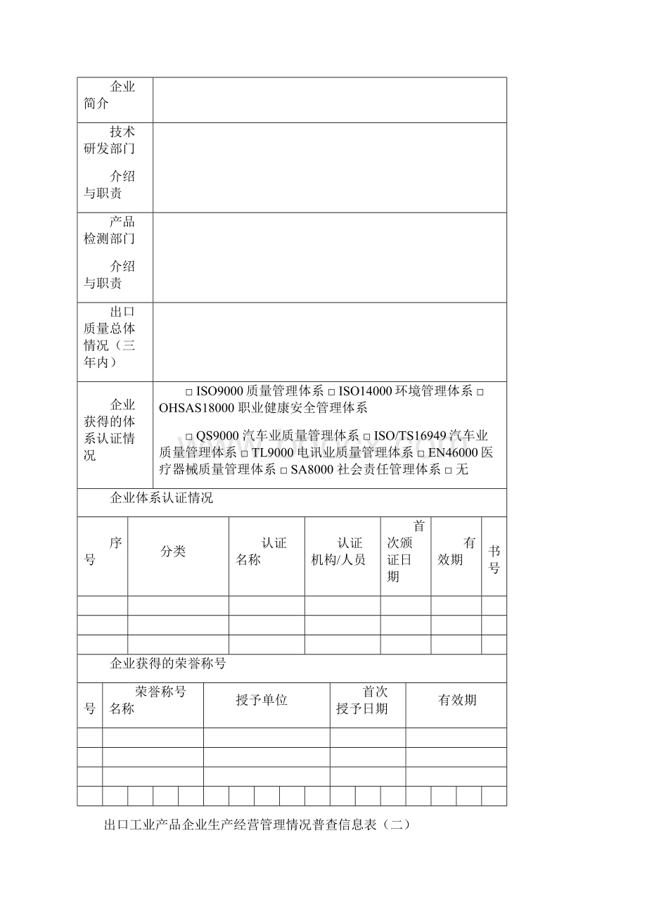 出口工业产品企业生产经营管理情况普查信息表.docx_第2页