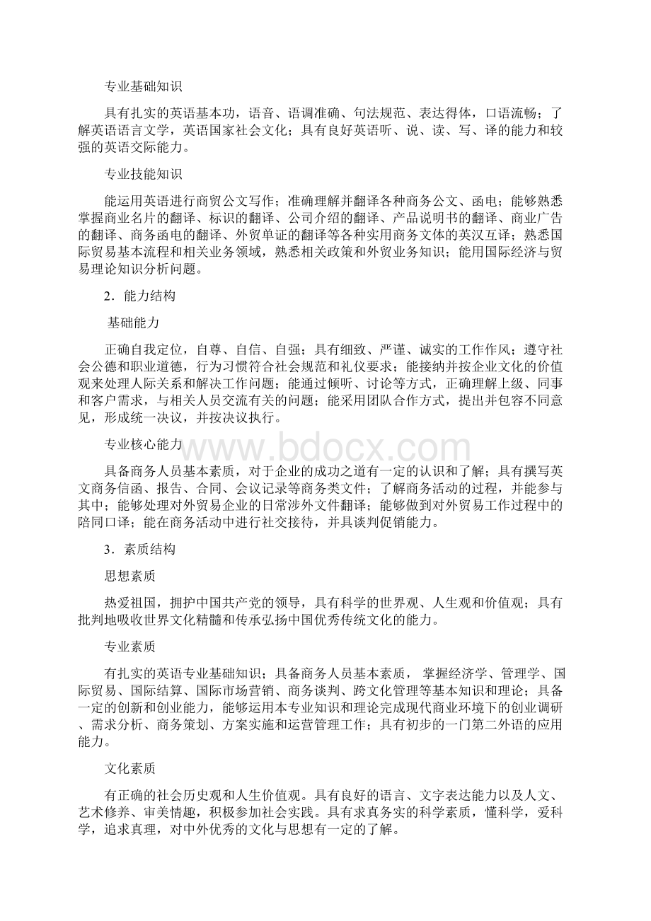 级本科专业人才培养方案英语 非师范Word格式.docx_第3页