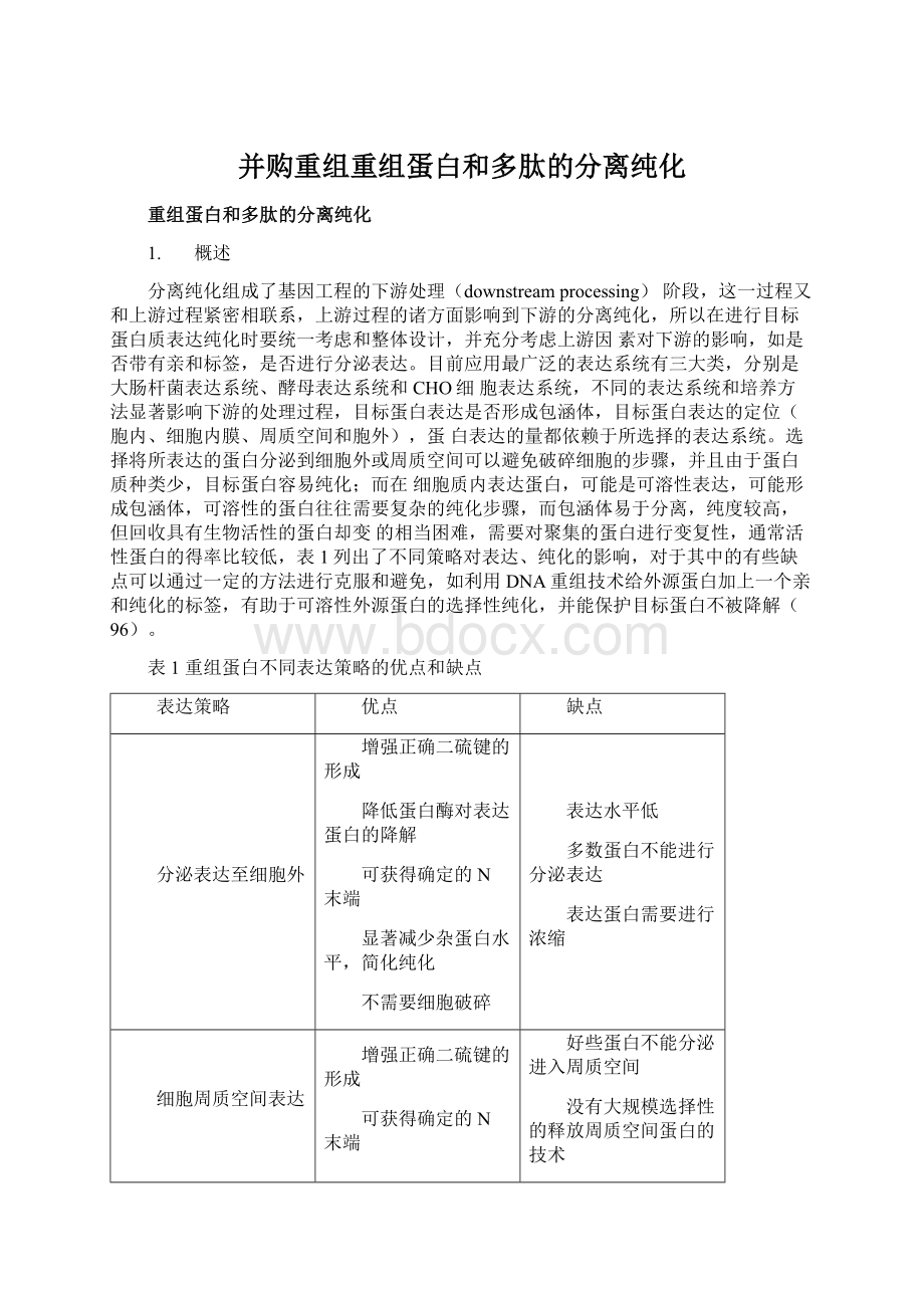 并购重组重组蛋白和多肽的分离纯化.docx_第1页