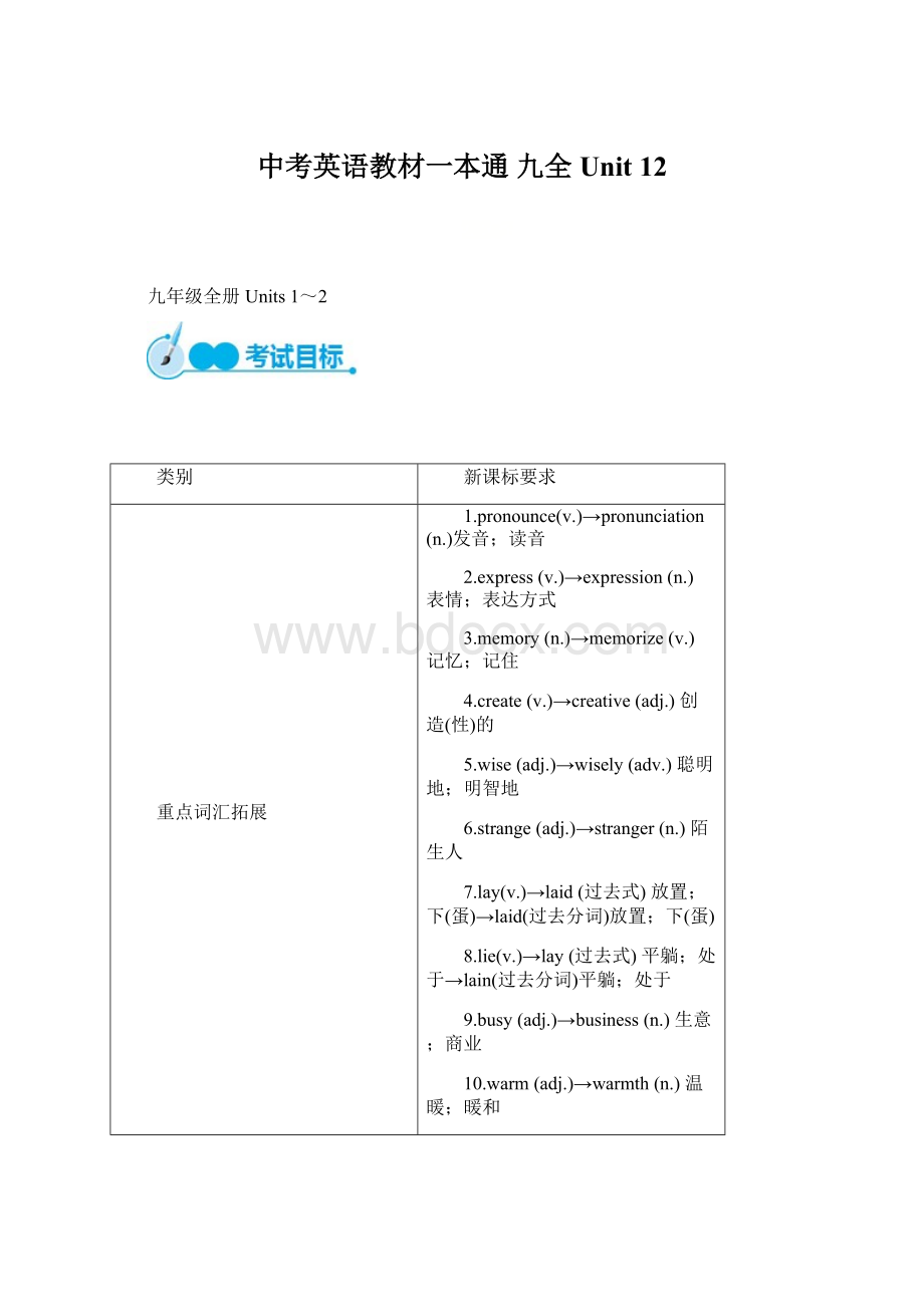 中考英语教材一本通 九全 Unit 12.docx