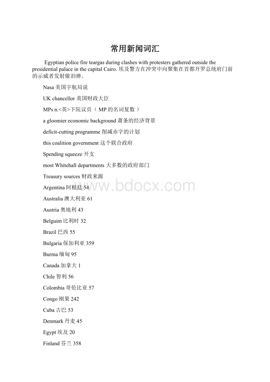 常用新闻词汇Word格式.docx