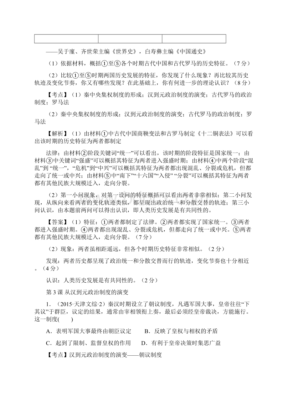 全国各地高考历史试题分类汇编必修一讲解文档格式.docx_第3页