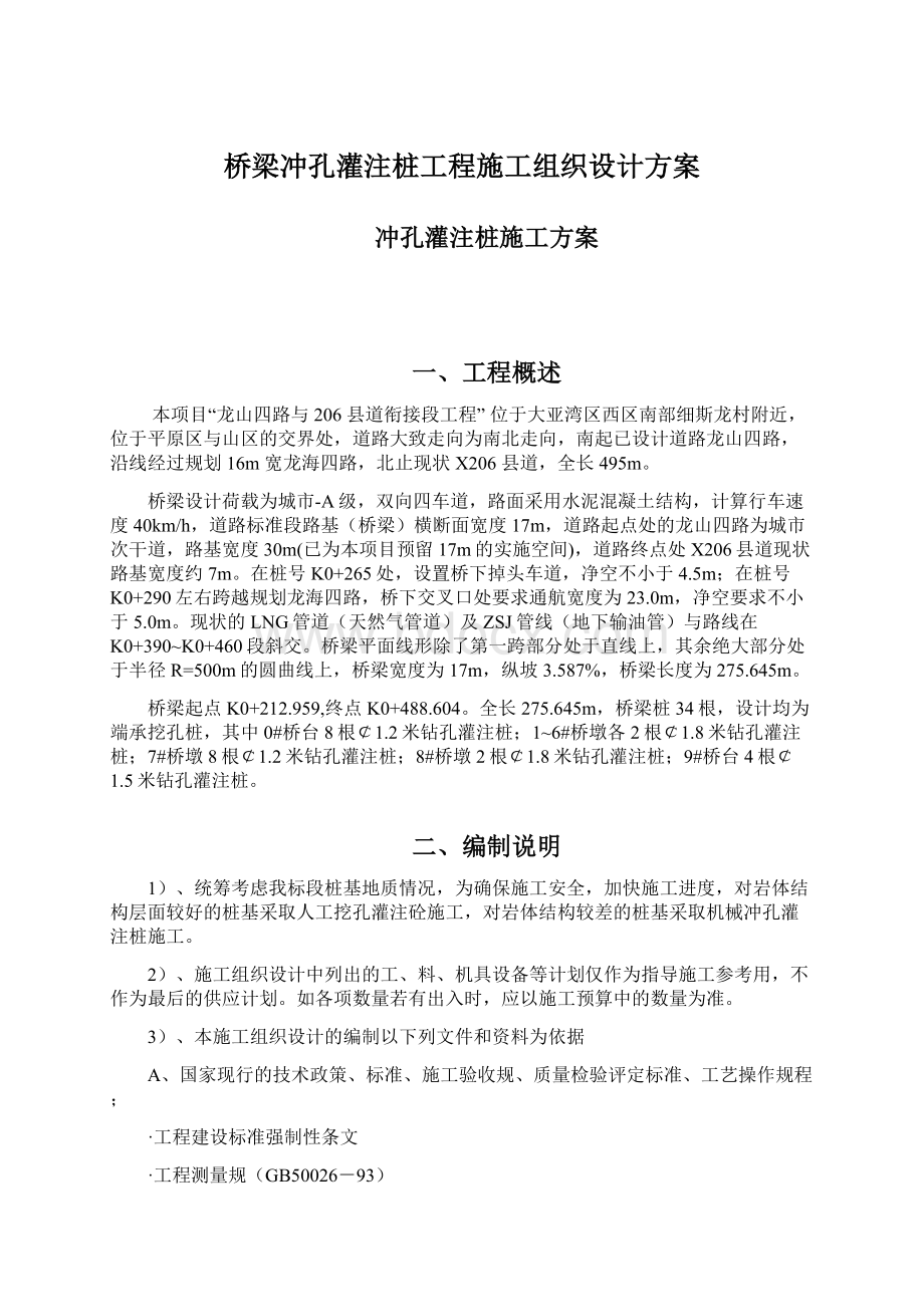 桥梁冲孔灌注桩工程施工组织设计方案.docx_第1页