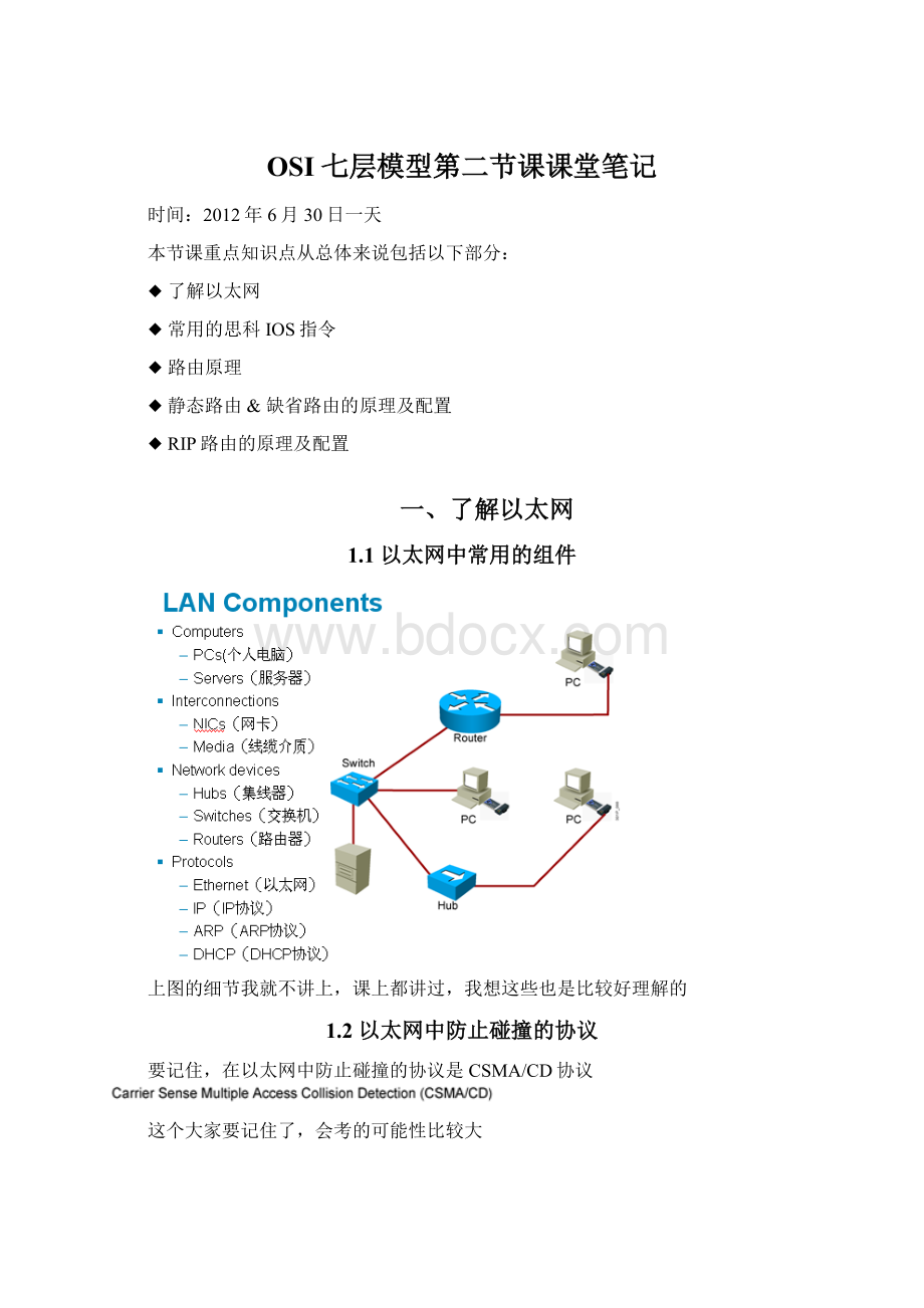 OSI七层模型第二节课课堂笔记Word文档格式.docx_第1页