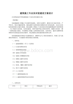 建筑施工专业实训室建设方案设计.docx