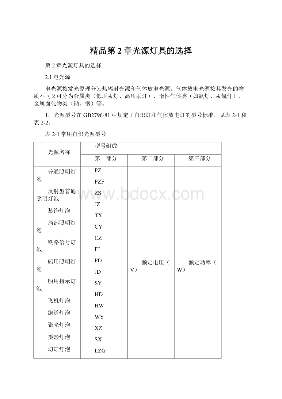 精品第2章光源灯具的选择.docx