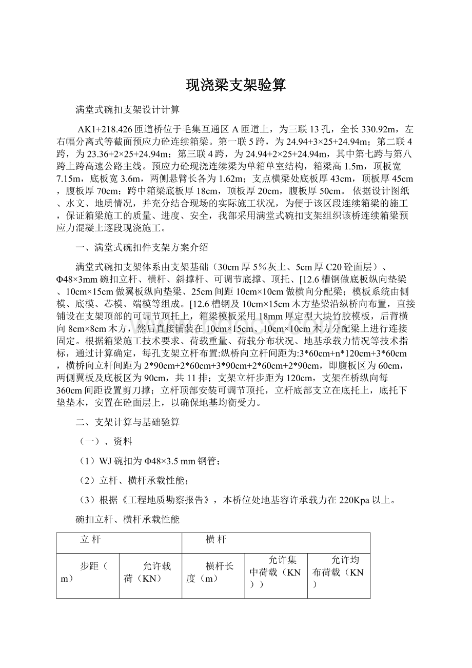 现浇梁支架验算Word格式文档下载.docx_第1页