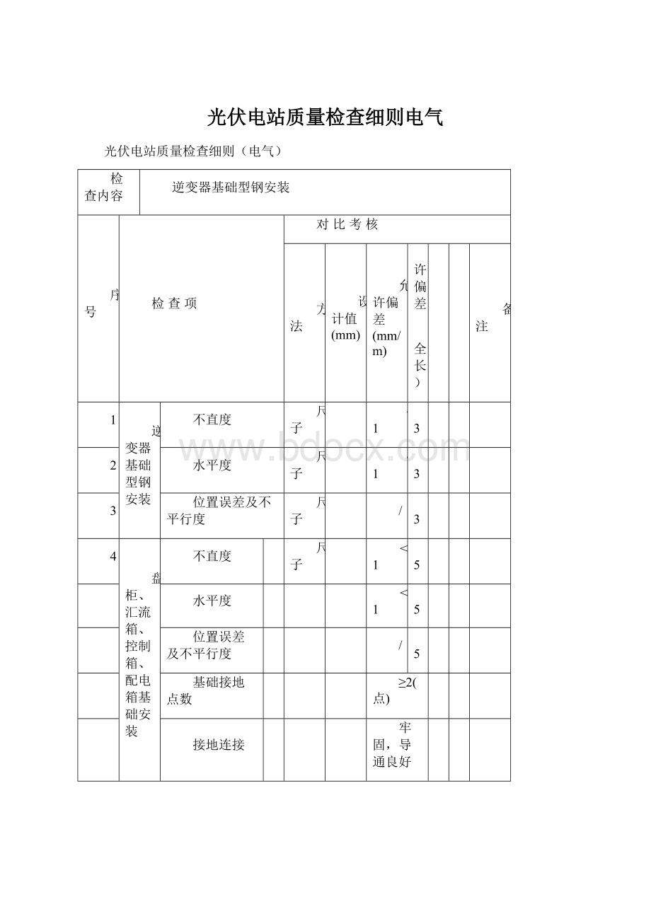 光伏电站质量检查细则电气Word文件下载.docx