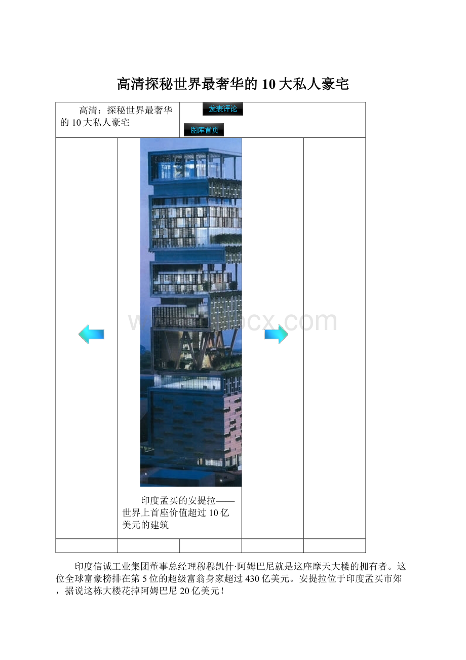 高清探秘世界最奢华的10大私人豪宅Word文档下载推荐.docx