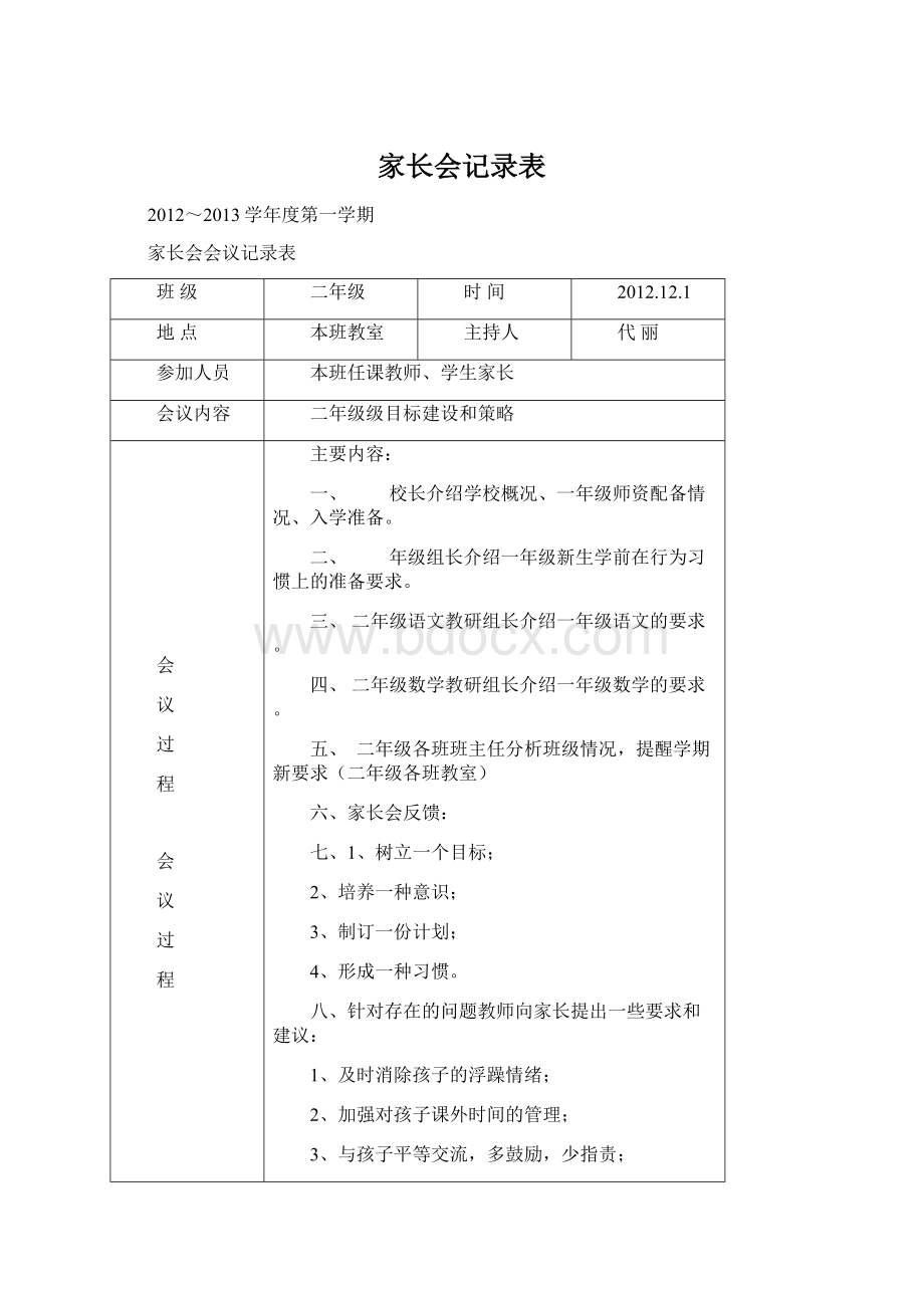 家长会记录表Word格式文档下载.docx_第1页