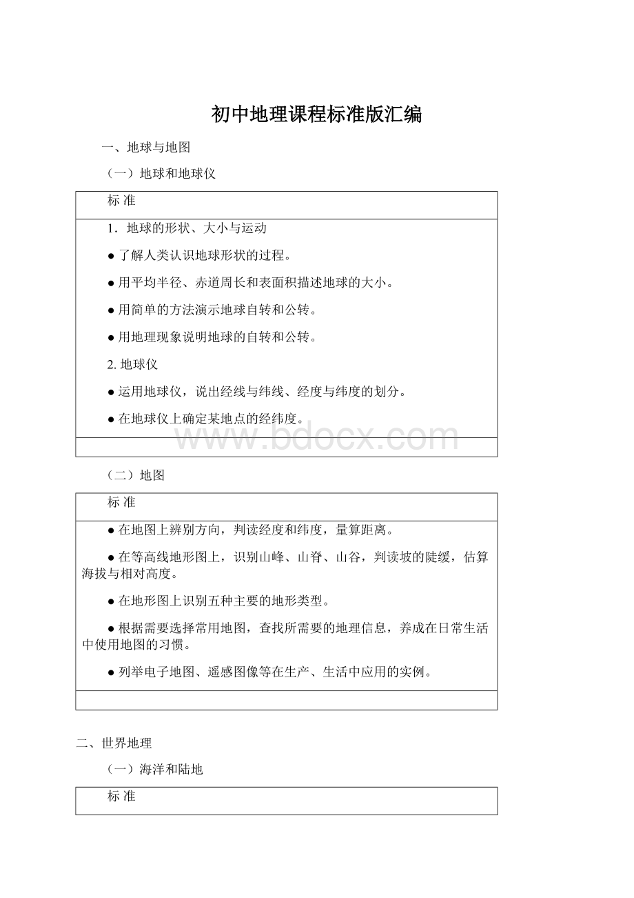 初中地理课程标准版汇编Word文档下载推荐.docx_第1页