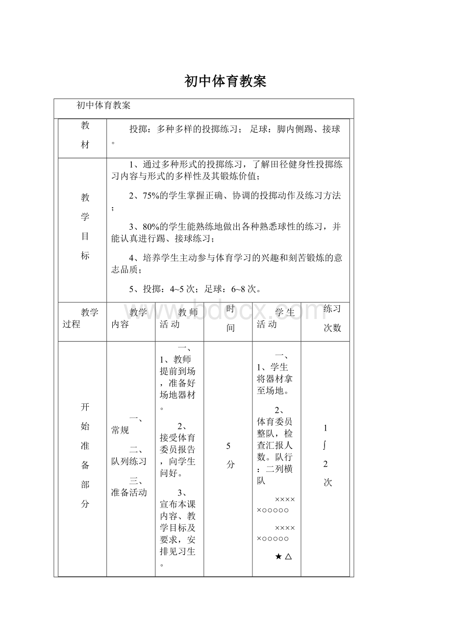 初中体育教案Word文档下载推荐.docx