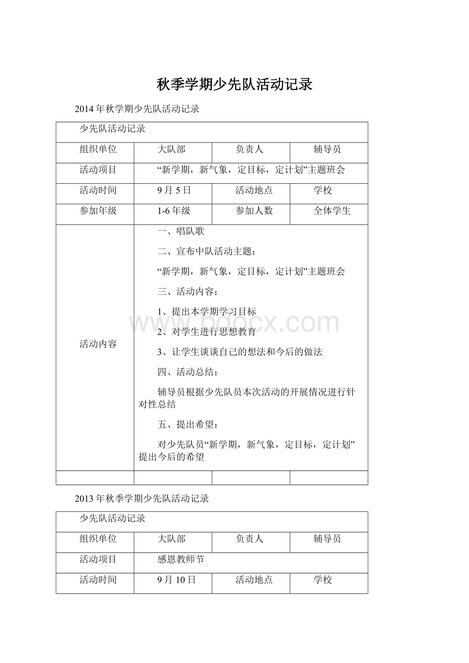 秋季学期少先队活动记录.docx_第1页